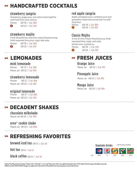 Applebee's menu
