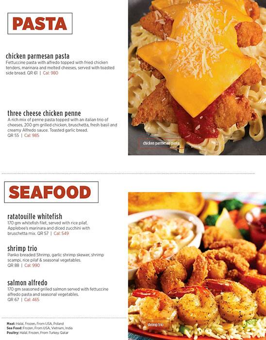 Applebee's menu