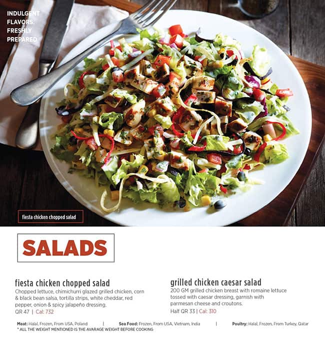 Applebee's menu