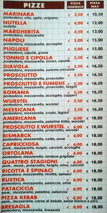 Menu di Pizza Italia 4 