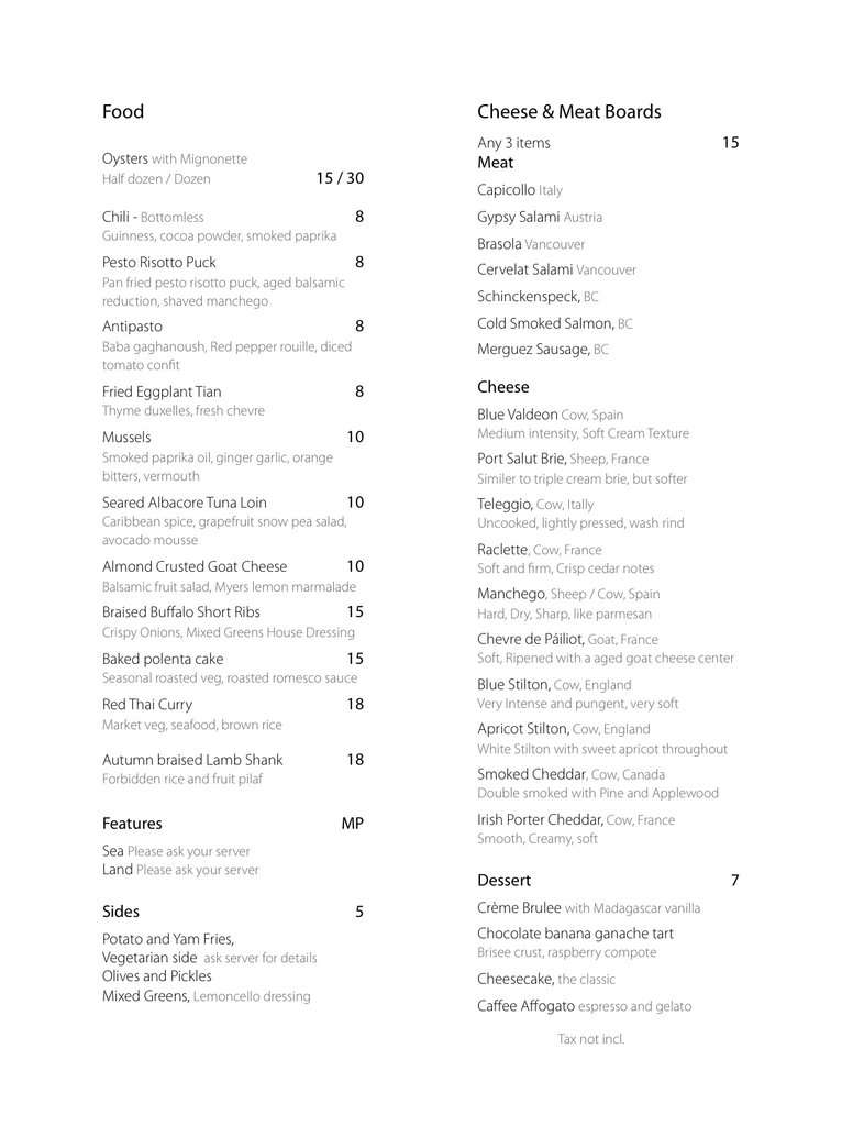 Solomon's menu