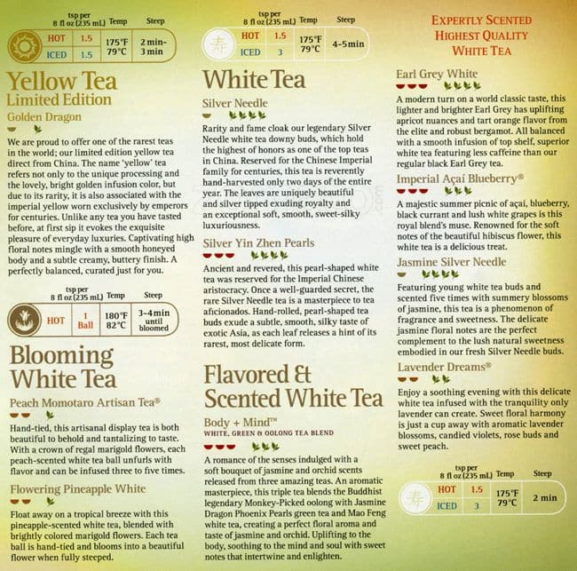 Teavana Menu, Menu de Teavana, Tukwila, Tukwila Urbanspoon/Zomato