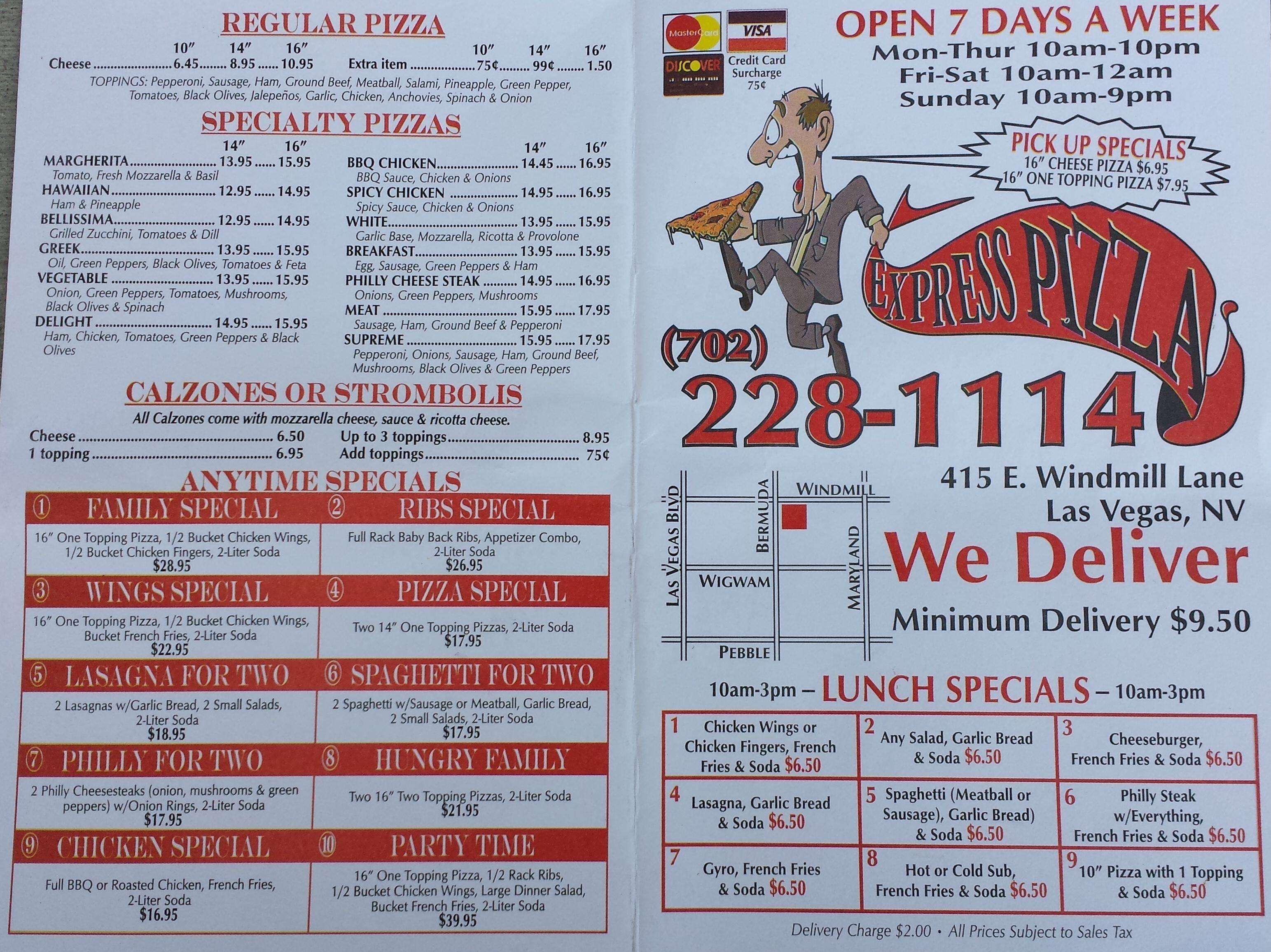 Express Pizza Menu, Menu for Express Pizza, South Las Vegas, Las Vegas Urbanspoon/Zomato