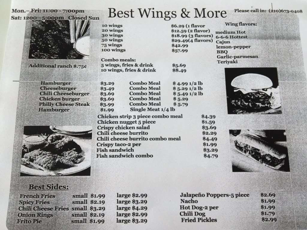 Best Wings and More Menu, Menu for Best Wings and More, Far West Side