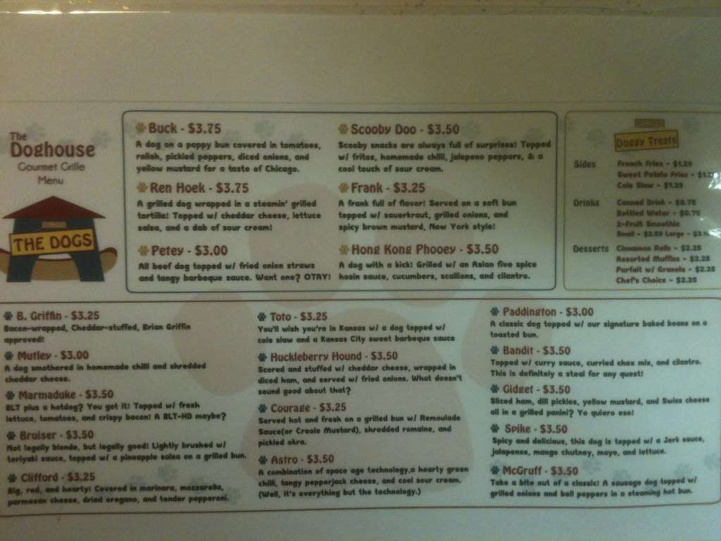 The Doghouse Gourmet Grille Menu Urbanspoon/Zomato