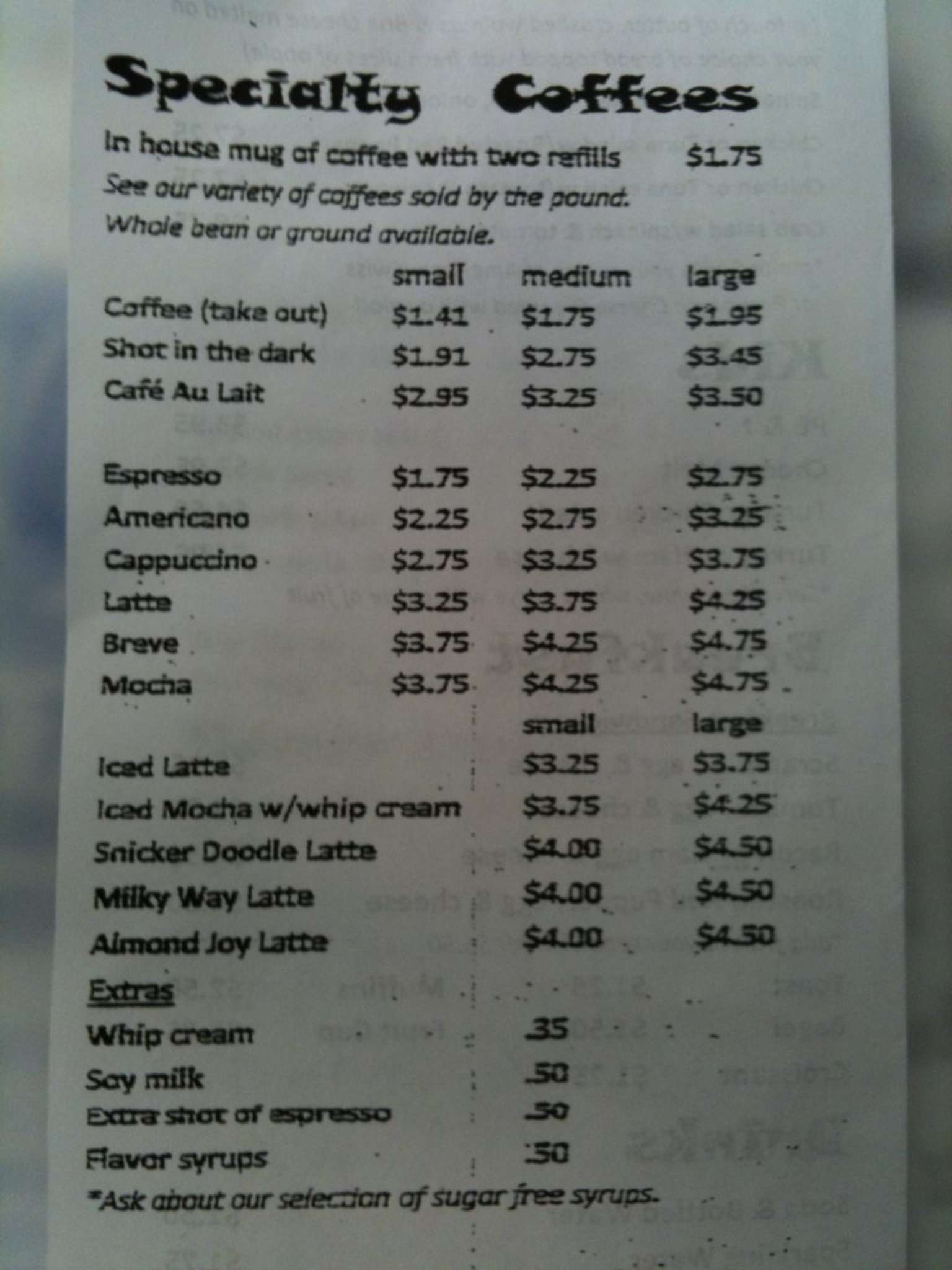 Menu at 905 Cafe, Melbourne