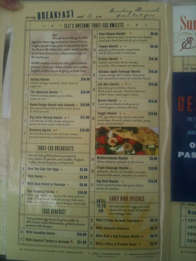 Elli's Great American Menu Urbanspoon/Zomato