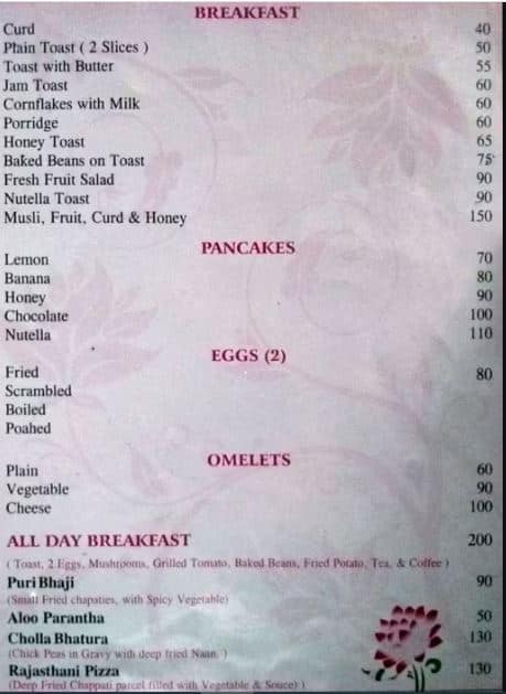 Lotus Cafe menu