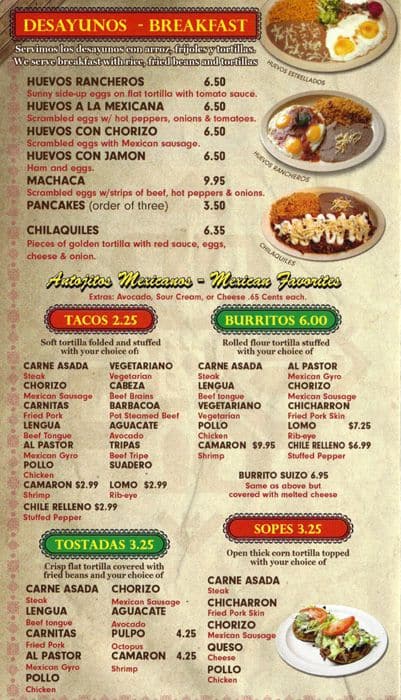 Arturo's Mexican Grill Menu - Urbanspoon/Zomato