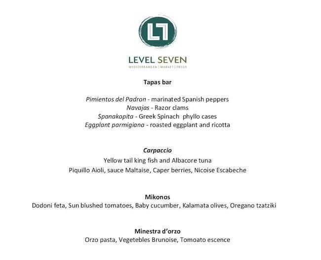 Level Seven W Dubai Menu, Menu for Level Seven W Dubai, Business