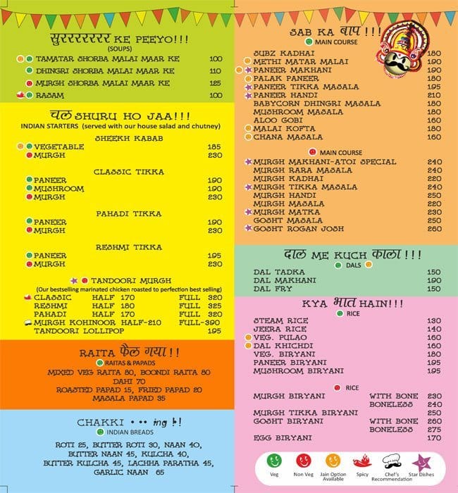 Menu of A Taste Of India, Centrium Mall, Kandivali East, Mumbai