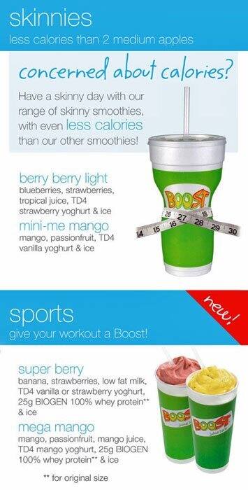Boost Juice menu