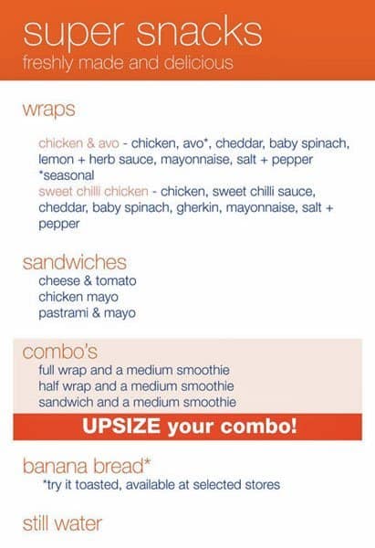 Boost Juice Bar Menu Menu For Boost Juice Bar Edenvale East Rand 