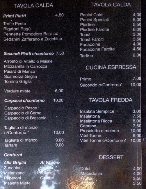 Menu di F Lounge Cafè & Restaurant 