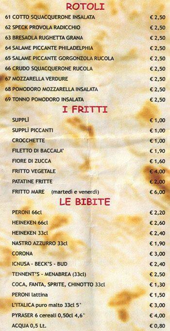 Menu di acqua&farina 