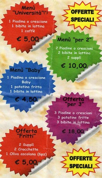 Menu di acqua&farina 