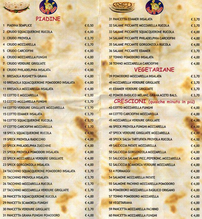 Menu di acqua&farina 