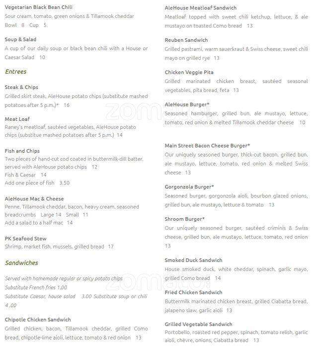 Preservation Kitchen menu