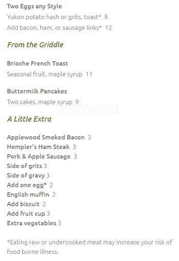 Preservation Kitchen menu