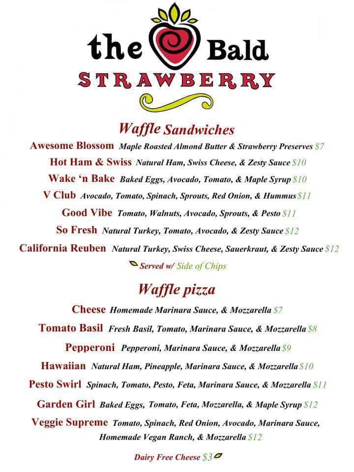 Menu at The Bald Strawberry cafe, Melbourne, 427 5th Ave