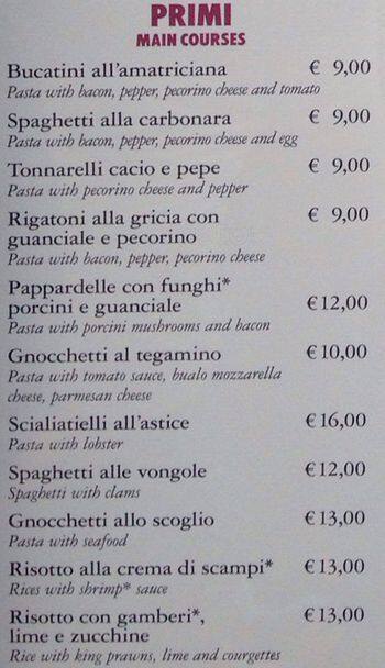 Menu di Antico Caffè Della Pace Srl 