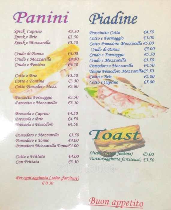 Menu di Bar Firenze 