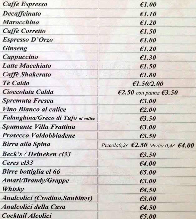 Menu di Bar Firenze 