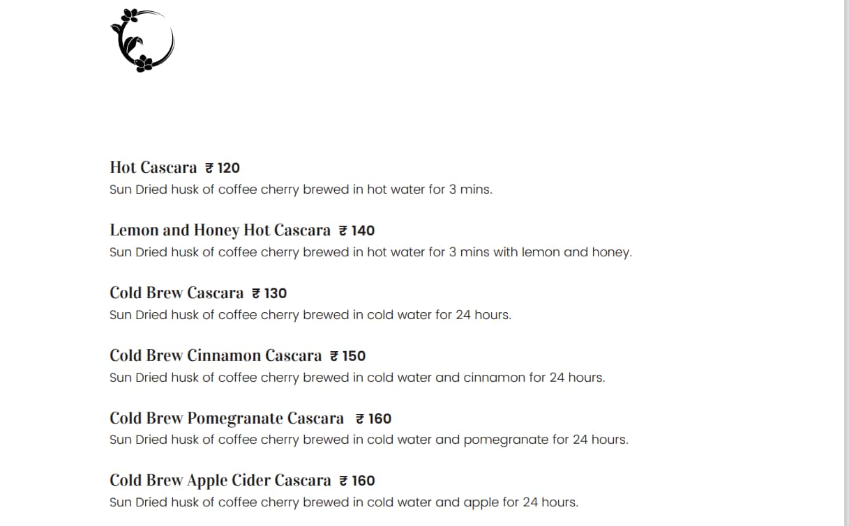 Menu of Roastery Coffee House, Sector 17, Dwarka, New Delhi