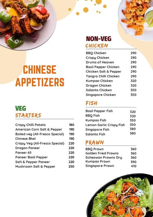 All-Fresco Hotel Restaurant & Bar menu