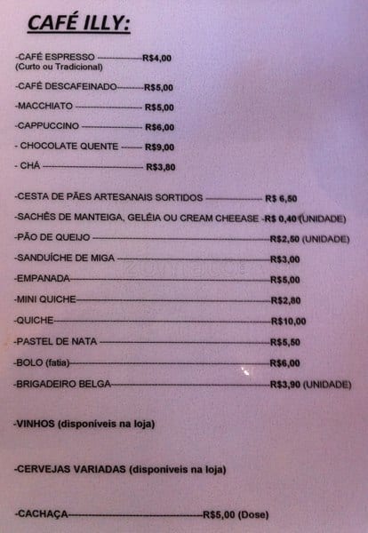 Bistrô Amêndola cardápio