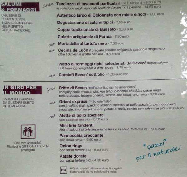 Menu di Seven 