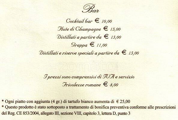Menu di Ristorante Camponeschi 