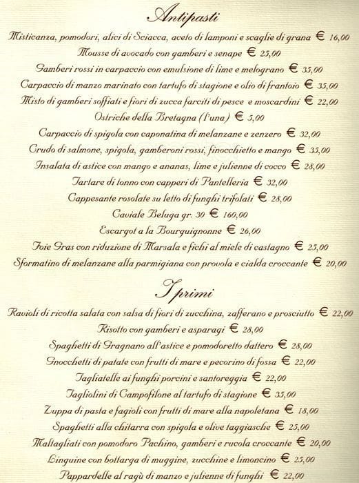Menu di Ristorante Camponeschi 