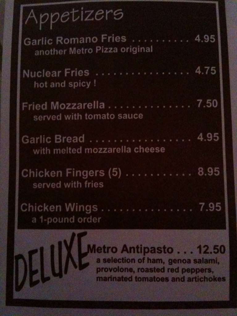 Metro Pizza Menu, Menu for Metro Pizza, Henderson, Las Vegas