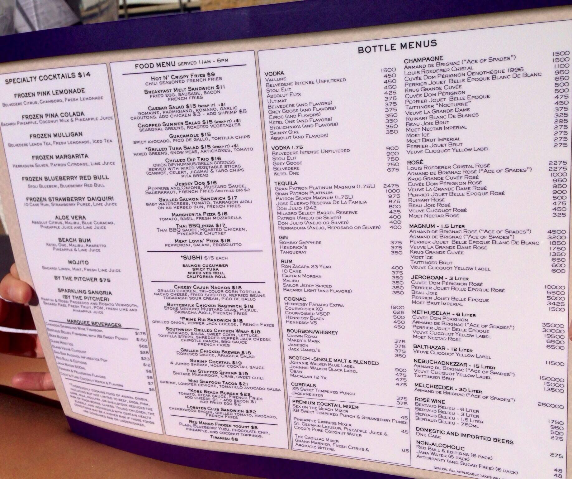 Marquee Dayclub Menu Menu For Marquee Dayclub The Strip Las Vegas 