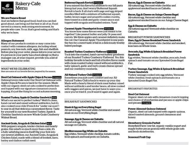 panera menu breakfast hours