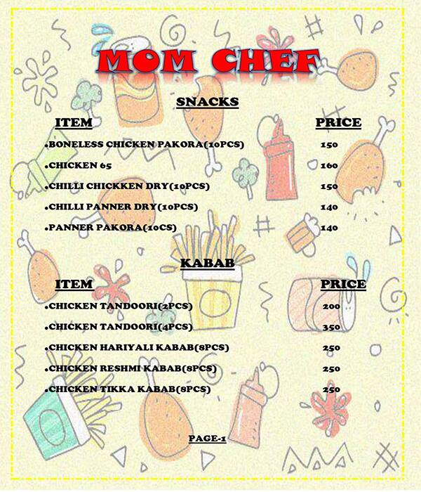 Menu at Mom Chef, Kolkata