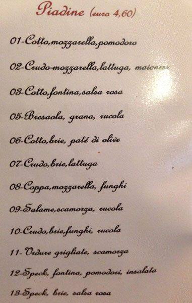 Menu di Bar Porta Romana 