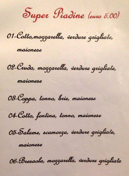 Menu di Bar Porta Romana 