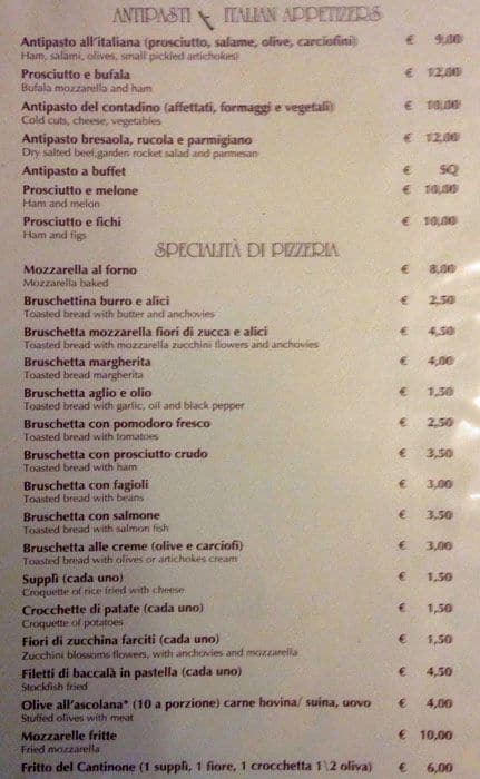 Menu di Il Cantinone 