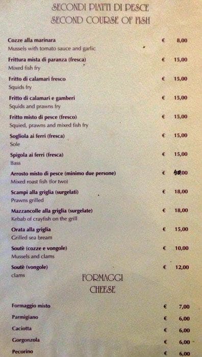 Menu di Il Cantinone 
