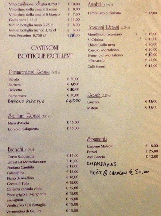 Menu di Il Cantinone 