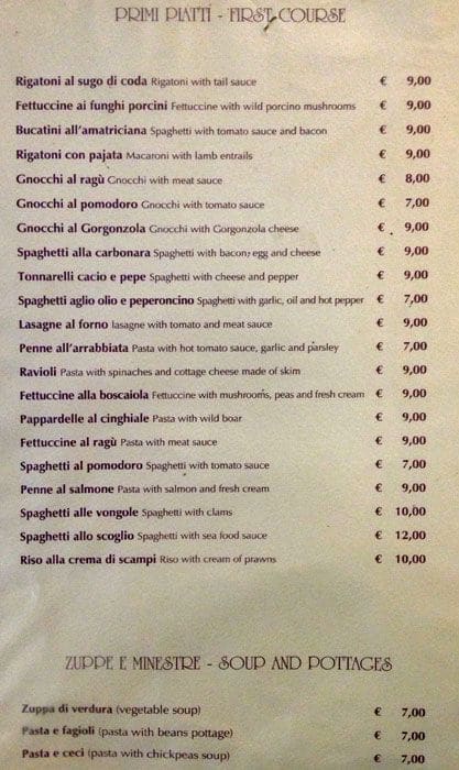Menu di Il Cantinone 