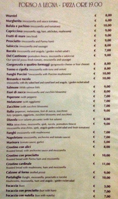 Menu di Il Cantinone 