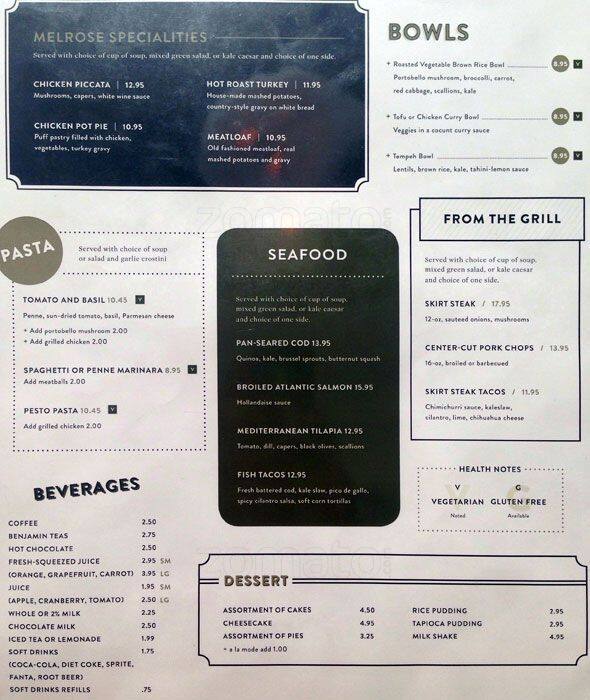 Menu at Melrose Diner restaurant, Chicago, N Broadway