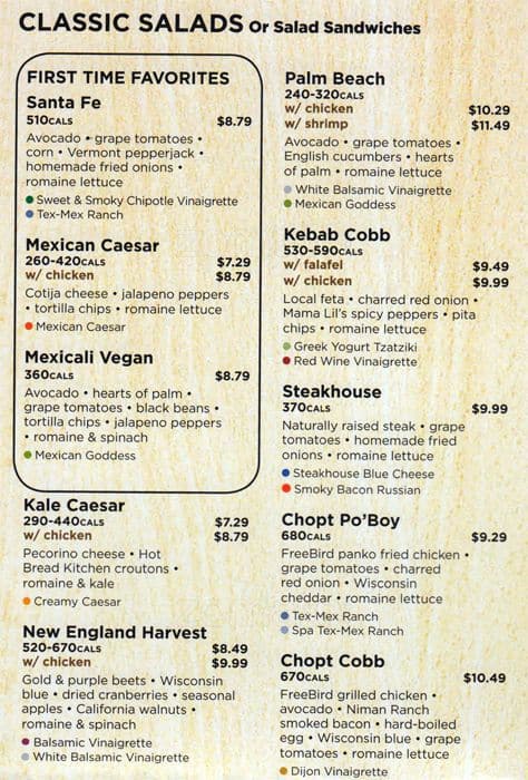 Chopt Menu, Menu for Chopt, Midtown, New York City - Urbanspoon/Zomato