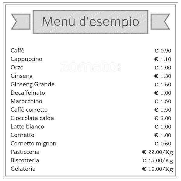 Menu di Nero Vaniglia 