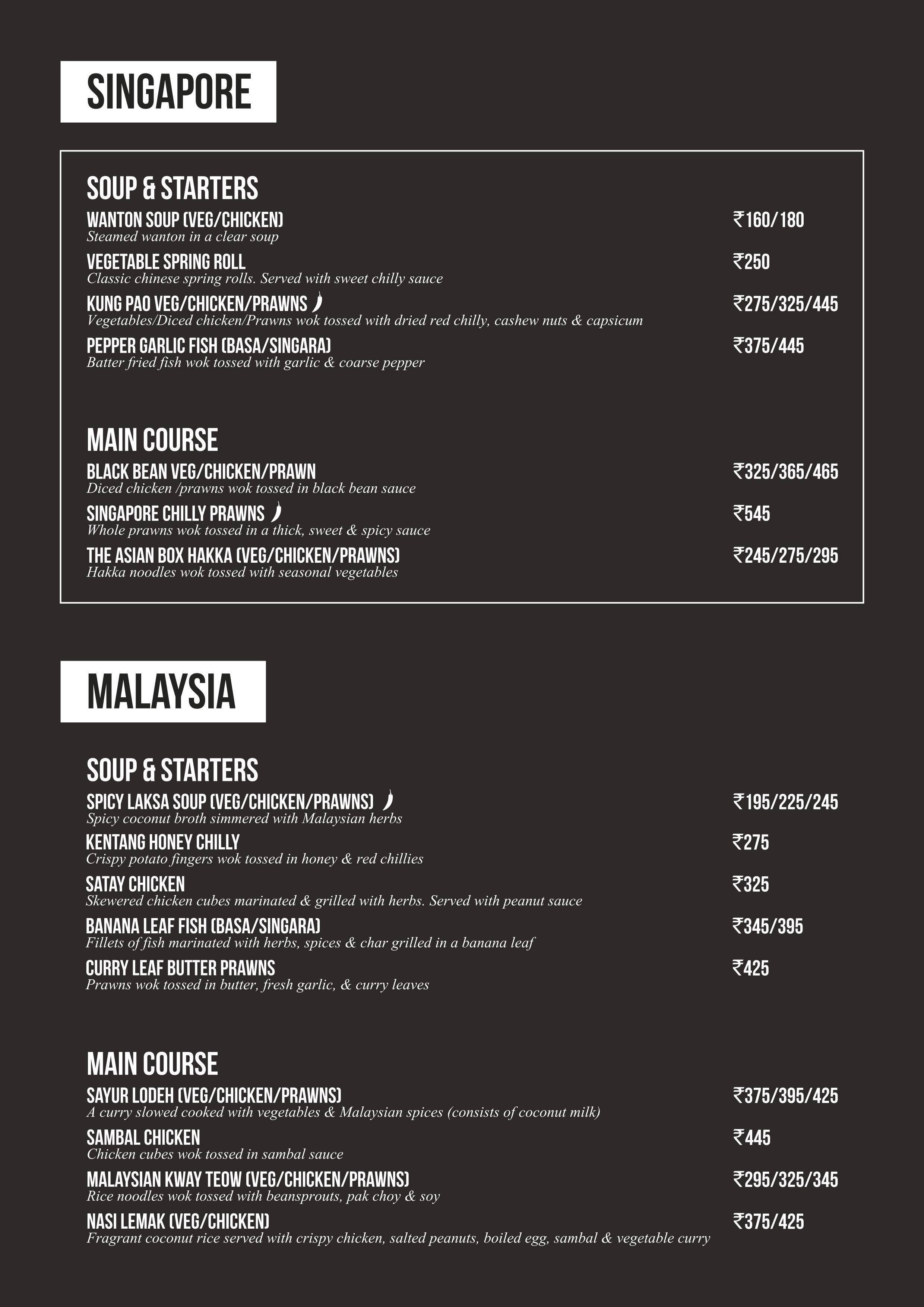 The Asian Box Resto Bar Menu, Menu for The Asian Box Resto Bar, Baner