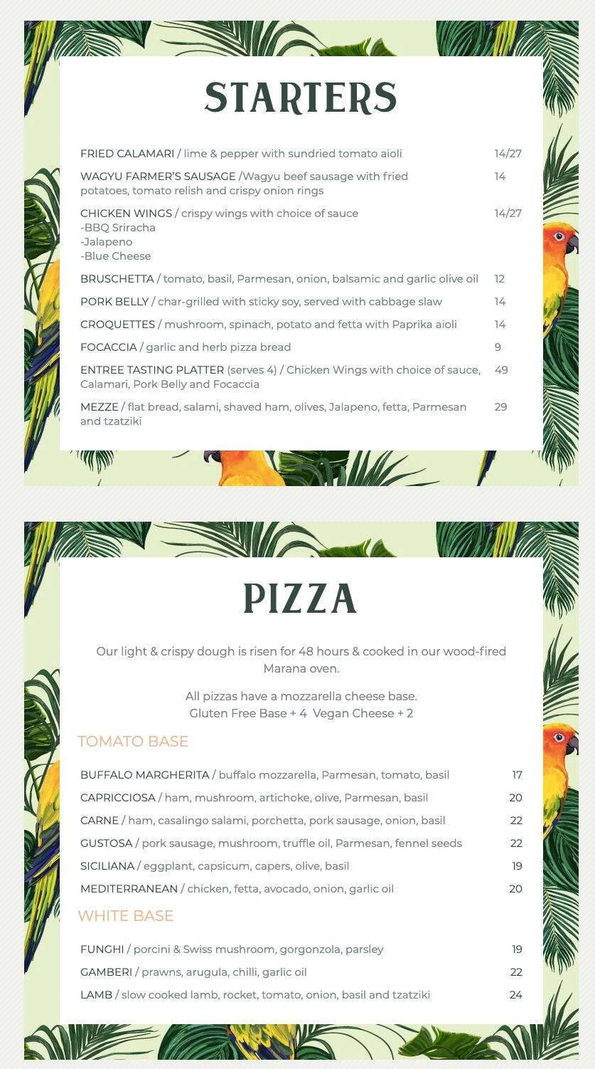 Menu at Stix & Stones restaurant, Lower Plenty