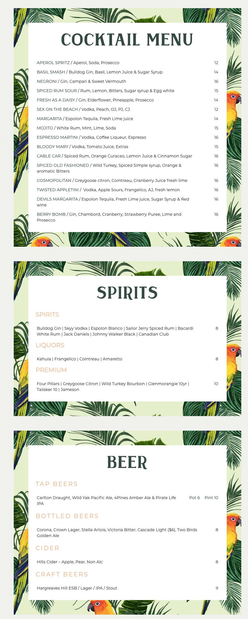Menu at Stix & Stones restaurant, Lower Plenty
